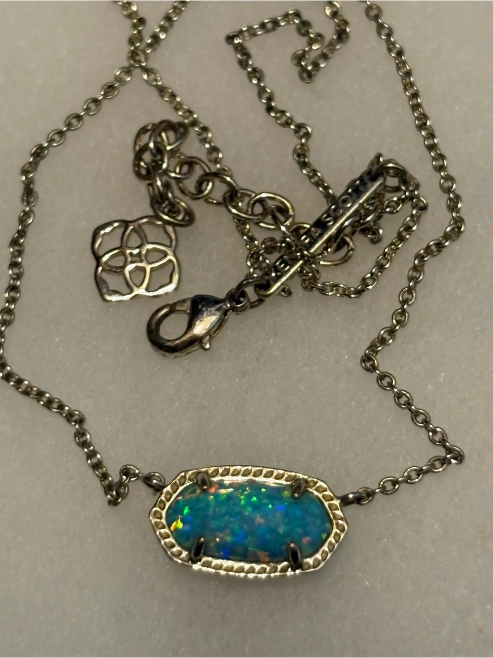 Kendra Scott Blue Opal Necklace in Silver
